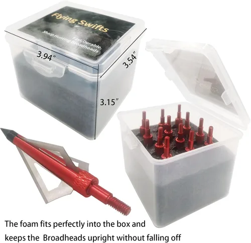Miniatura 5 de Cabezas de caza con 3 cuchillas para tiro con arco, 100 o 125, grano, 12 unidades, puntas de flecha atornilladas, compatibles con arcos Rojo