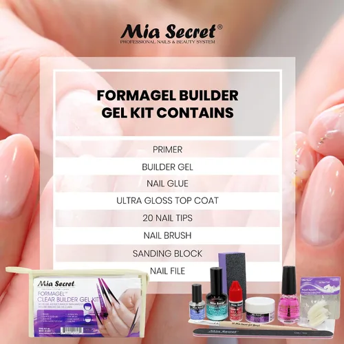 Miniatura 6 de Mia Secret Formagel Builder Gel Kit CONTIENE: preparación de uñas, recubrimientos superiores, gel constructor, limas de uñas (kit transparente)