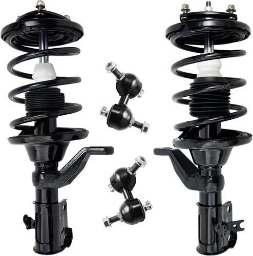 Miniatura 97 de Detroit Axle - Kit de 4 barras estabilizadoras delanteras para Ford F-150 2021 2022 2023 2024, 2 puntales con resorte helicoidal, 2 eslabones