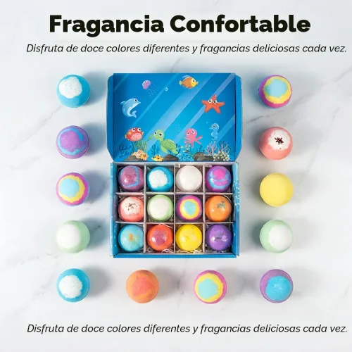 Miniatura 3 de Bombas de baño con caja de bolas de sal de juguete oceánico, regalos de Pascua, rellenos de cesta de Pascua de burbujas, rellenos de huevos de Azul