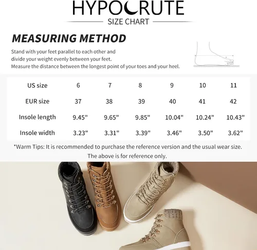 Miniatura 6 de HYPOCRUTE Botas de nieve de invierno para mujer, resistentes al agua, botas de trabajo para senderismo, botas de nieve para mujer, zapatos cómodos