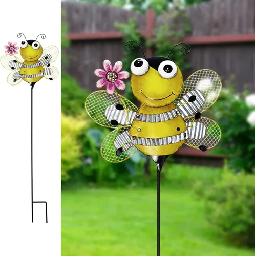 Estacas de metal para jardín, letrero decorativo para patio, decoración de camino, decoración de interiores y exteriores (abeja)