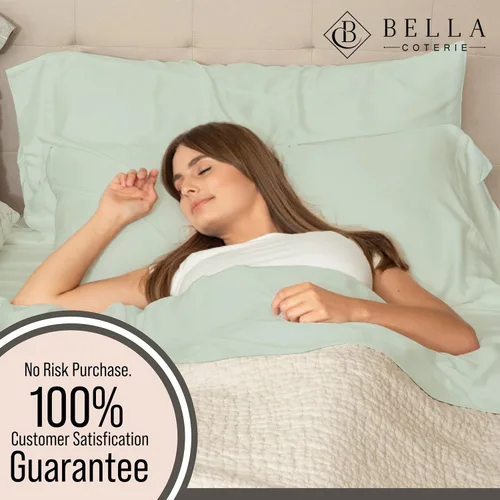 Miniatura 5 de Bella Coterie Juego de Sábanas de Viscosa de Bambú de Lujo Tamaño King 100% Cultivado Orgánicamente Ultra Suave Refrescante para Quienes 07