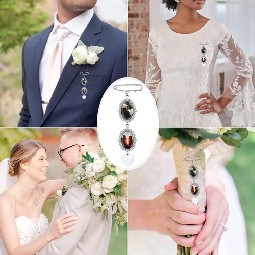 Miniatura 5 de Supcare Name PinWedding Bouqet Charm Personalized Photo Memorial Keepsake Custom Gifts Engraved Name Brooch for Men Women Bridal Groomsman