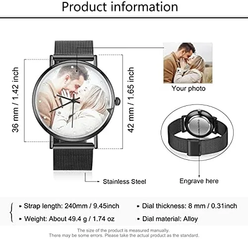 Miniatura 4 de JewelOra Reloj de fotos personalizado para mujeres y hombres reloj personalizado con imagen grabada relojes de pulsera de acero inoxidable regalos