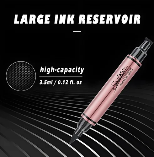 Miniatura 4 de Delineador de ojos con sello de gran capacidad, delineador líquido jumbo de doble extremo, impermeable y duradero bolígrafo delineador de ojos negros