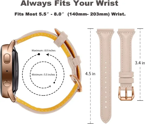 Miniatura 3 de JOYOZY Correa de cuero compatible con Samsung Galaxy Watch 6/7/FE/5/4 de 40 mm, 44 mm, Active (40 mm)/2 (40 mm) (44 mm), correa de muñeca delgada