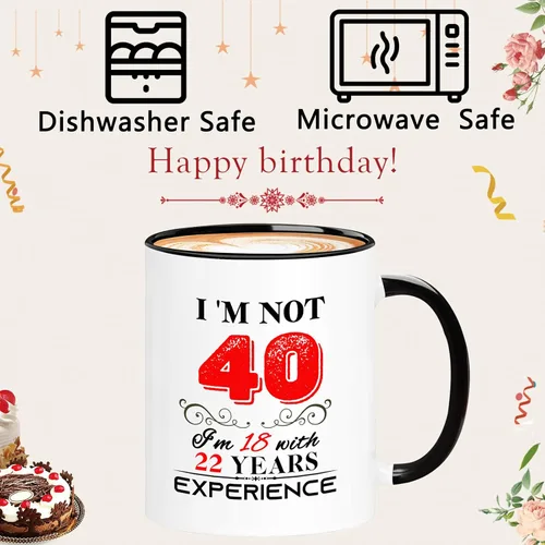 Miniatura 3 de Taza de 40 cumpleaños para mujeres y hombres, regalos de cumpleaños de 40 años para mamá, papá, esposa, marido, hija, hermana, mejores amigos, 40º