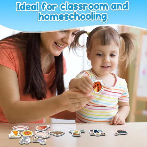 Miniatura 7 de Kasfalci Juegos de palabras CVC, 50 objetos de espuma magnética, imanes de nevera para niños, juguetes de terapia del habla para niños pequeños