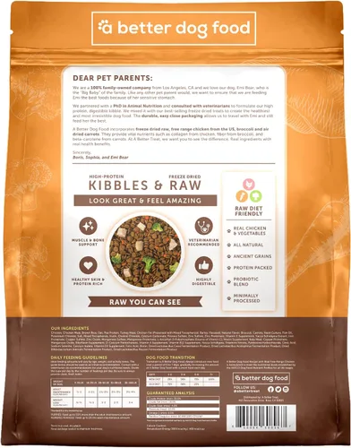 Miniatura 6 de A Better Dog Food Alimento seco para perros con pollo Crudo que puedes ver croqueta alta en proteínas + alimento crudo liofilizado para perros