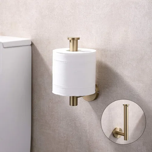 Miniatura 3 de TASTOS Portarrollos de papel higiénico dorado cepillado SUS304 de acero inoxidable, moderno soporte redondo para rollos de papel higiénico, soporte