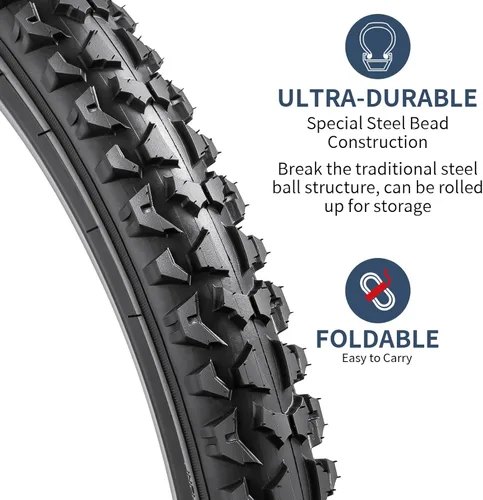 Miniatura 2 de YUNSCM 2-PCS 16" Kid Bike Tires 16x1.95/53-305 Compatible with Mountain Bike 16 x 1.95 Bicycle Tires Black01