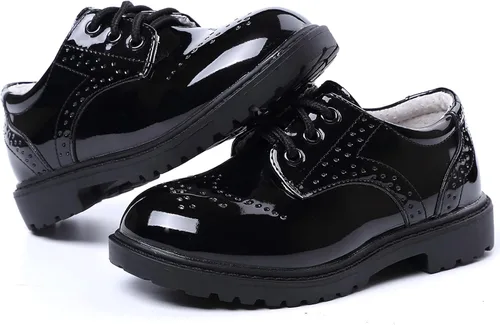 Miniatura 7 de DADAWEN Zapatos de uniforme escolar con cordones para niños y niñas, cómodos zapatos de vestir Oxford (bebéniño pequeñoniño grande)