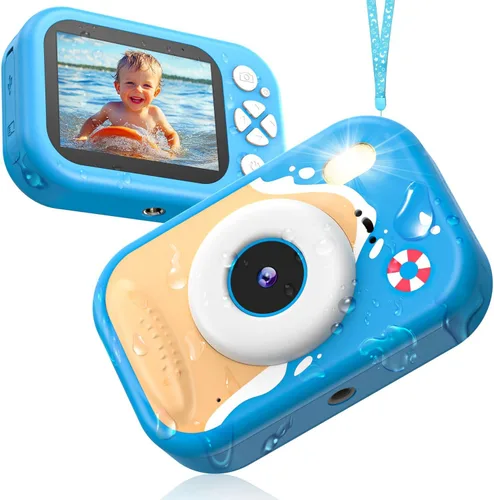 Miniatura 9 de Cámara para niños impermeable, cámara submarina IP68 para niños de 3 a 12 años, cámara digital HD para niños con grabación de video de 1080P, Rosa