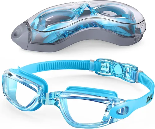 Miniatura 30 de Aegend Gafas de natación, gafas de natación sin fugas, protección completa para adultos, hombres, mujeres y jóvenes Azul y plateado.