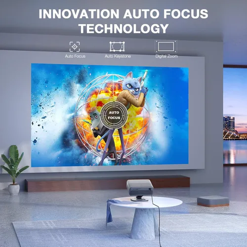 Miniatura 4 de [Aplicación con licencia oficial y 2500 ANSI] Proyector 4K con WiFi y Bluetooth, audio Dolby 3D y proyector inteligente de enfoque automático, Gris