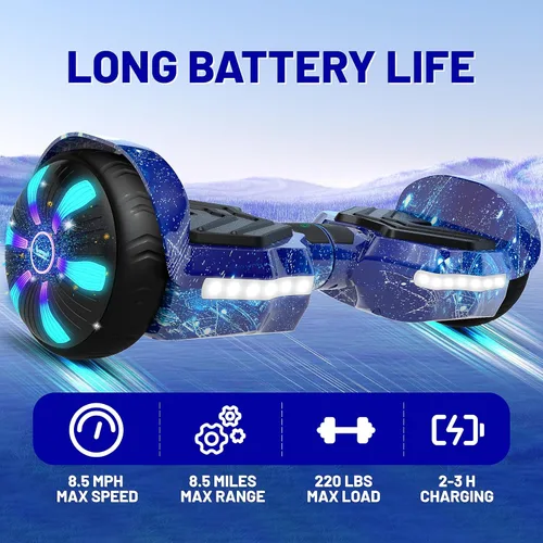Miniatura 3 de SIMATE Aeropatineta con combinación de accesorios de asiento, 6.5 pulgadas, autoequilibrante, con altavoces Bluetooth y luces LED para niños