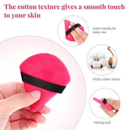 Miniatura 2 de Patelai 15 piezas de soplo de polvo triangular de algodón puro ultra suave, lavable, terciopelo facial para base cosmética, esponja herramienta
