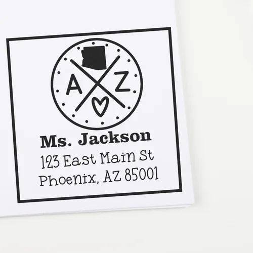 Miniatura 75 de Sello entintado moderno con nombre y dirección del estado de Alabama – Sello de dirección de devolución personalizado para invitaciones de despedida