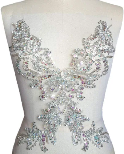 Parches únicos de cristales de imitación hechos a mano con cuentas de lentejuelas para coser en diamantes de imitación, apliques de cristales de