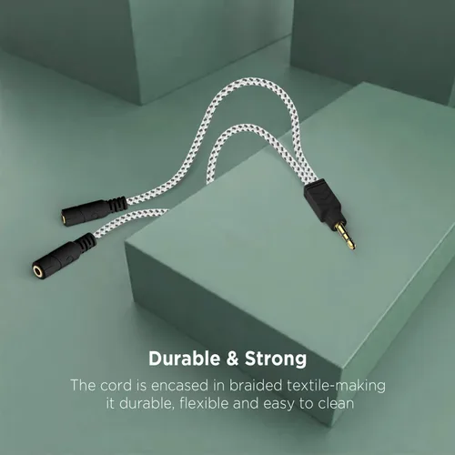 Miniatura 3 de DUKABEL Divisor de auriculares, cable divisor de 0.138 in para auriculares [trenzado fino y chapado en oro], cable auxiliar de audio estéreo en Y