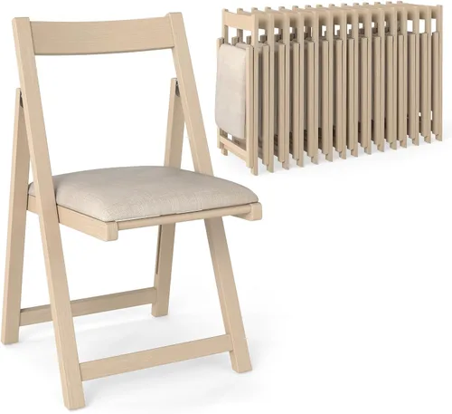 Miniatura 15 de GOFLAME Juego de 4 sillas plegables para comedor, sillas plegables con asiento acolchado y respaldo ergonómico, estructura de madera de goma, sillas