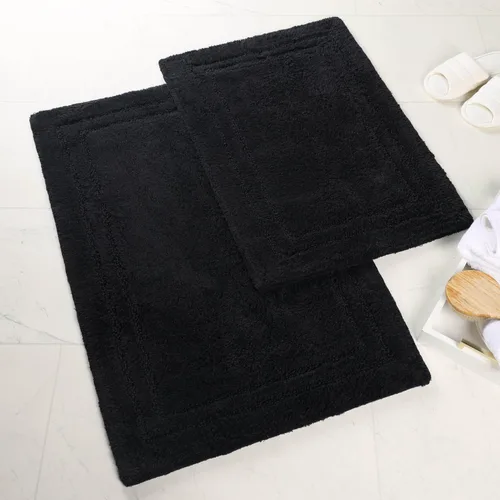 Miniatura 17 de Superior Juego de 2 alfombras de baño antideslizantes, ultra afelpadas, suaves y absorbentes, 100% algodón peinado, juego de alfombras de baño