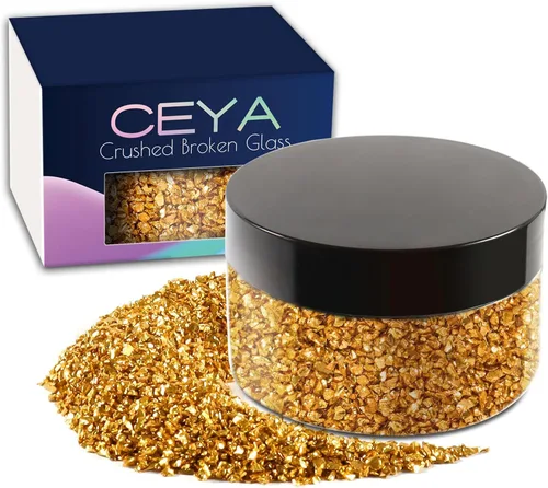 Miniatura 39 de Ceya 5.3 onzas/150g Vidrio Triturado Irregular Azul Neptuno Metálico Chips de Cristal Vidrio Roto Chips Purpurina 2-4mm Manualidades Purpurina