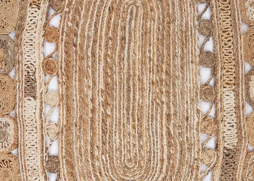 Miniatura 8 de LR Home - Alfombra ovalada de yute natural de 5 x 7 pies para decoración del hogar, alfombras trenzadas para sala de estar, dormitorio, sala
