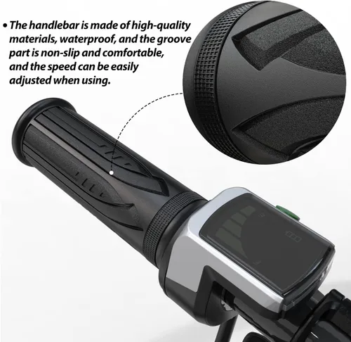 Miniatura 4 de 1PZ Acelerador giratorio de bicicleta eléctrica de 36 V con pantalla de voltaje LCD, agarre de acelerador de scooter impermeable compatible