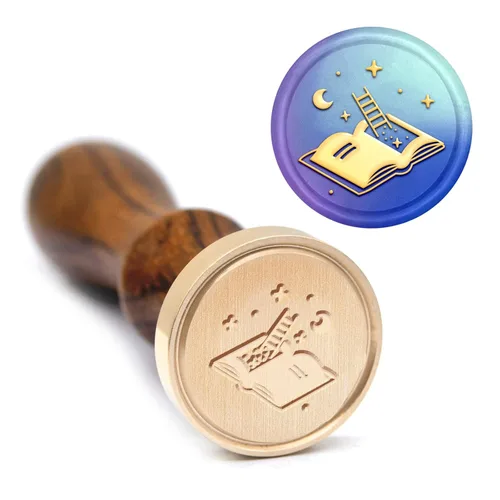 Miniatura 5 de MAYJOYDIY Sello de cera para escaleras de libro, 0.984 in, sello de sellado de cera para cuaderno, diseño de estrella de luna de ensueño, extraíble