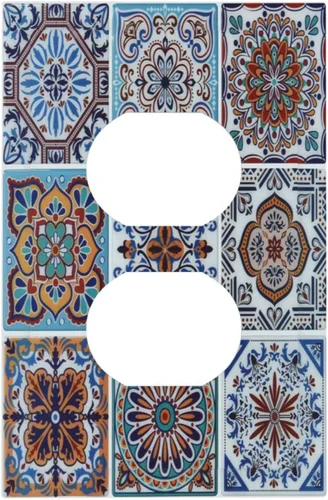 Miniatura 125 de Cubierta decorativa para interruptor de luz, diseño de pájaros y flores florales en blanco y negro, 2 bandas, cubierta decorativa para pared, placa
