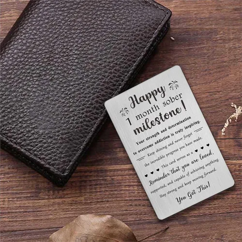 Miniatura 2 de TGCNQ Regalos de sobriedad de 1 mes - Regalos de recuperación para mujeres y hombres - Tarjeta de metal de aniversario sobrio de 30 días