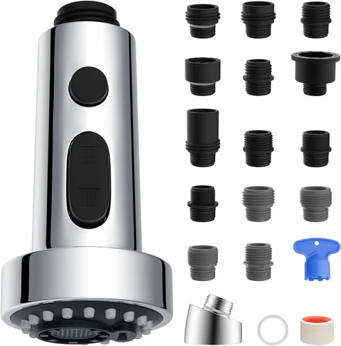 Reemplazo universal de cabezal de grifo de cocina con kit de adaptador de 15 compatible con estándar americano/Kohler/Moen/Delta, cabezal rociador