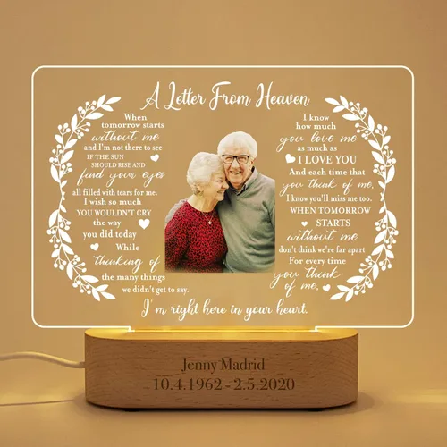 Miniatura 2 de Regalos Únicos Personalizados de Condolencias por la Pérdida de Mamá Personalizados en Memoria de un Ser Querido Marcos de Fotos Iluminados con Foto