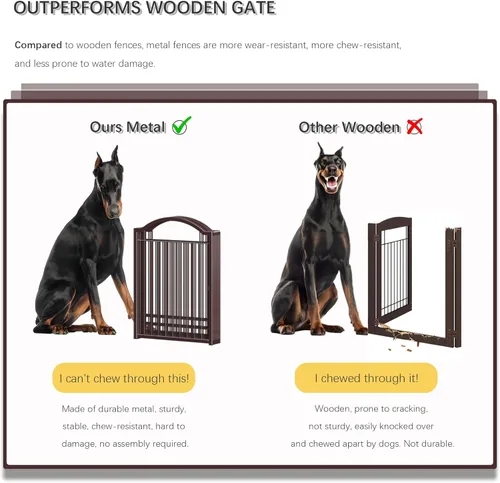 Miniatura 5 de 4NM Puerta de metal expandible para perros sin perforaciones, extra ancha de 144 pulgadas, extra alta de 32 pulgadas, puerta para mascotas