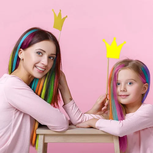 Miniatura 9 de Regalo del Día de San Valentín para Niña, Juguete de 24 Piezas de Extensiones de Cabello con Clip de Colores para Edades 4, 5, 6, 7, 8-10-12 Años