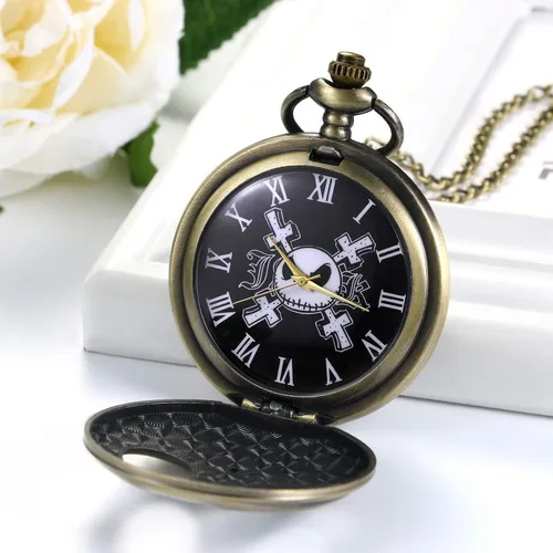 Miniatura 2 de JewelryWe Nightmare - Reloj de bolsillo navideño con diseño de calavera y cuarzo, para Navidad