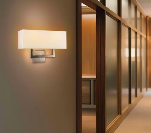 Miniatura 7 de Kira Home Haven - Lámpara de pared moderna de 16 pulgadas, 2 luces + pantalla rectangular de tela blanca, acabado de níquel cepillado