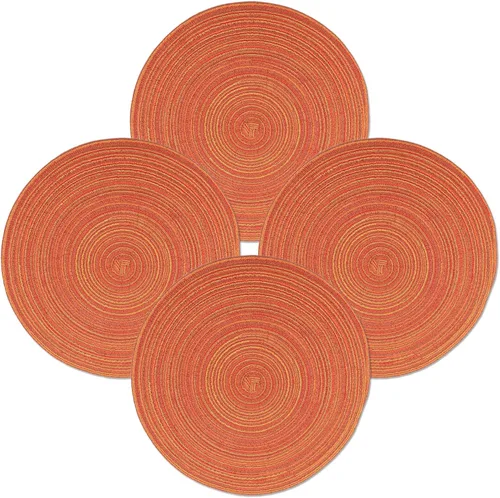 Miniatura 11 de Juego de 6 manteles individuales redondos trenzados, lavables, antideslizantes, para cocina, comedor, 15 pulgadas, resistentes al calor, tela Beige