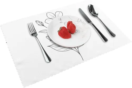 Miniatura 14 de Rectangular Placemats Set of 4, Heat Resistant Liquid Metal Printed Kitchen Dining Table Mats