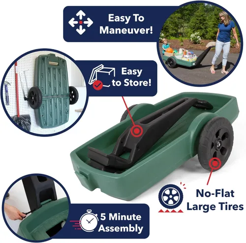 Miniatura 4 de Simplay3 Carrito para exteriores para patio y jardín, mango largo, fácil de girar, 2 ruedas, carrito de plástico resistente para el patio trasero