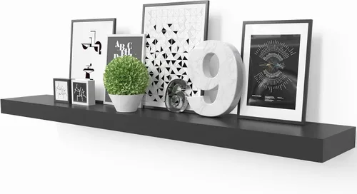 Miniatura 4 de Ballucci Estante flotante, estante de pared de madera de 36 pulgadas con soportes invisibles para baño, sala de estar, dormitorio, cocina, Negro