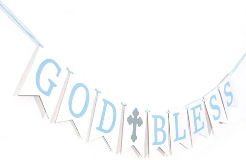 Miniatura 9 de WAUAO Cartel de God Bless – Bautismo, baby shower, primera comunión, decoración de fiesta de accesorios de fotos