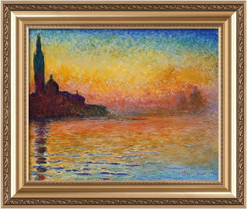 Miniatura 133 de IPIC - Reproducción artística de los lirios de agua de Claude Monet 1906, impresiones giclée coinciden con el marco dorado clásico, arte de pared