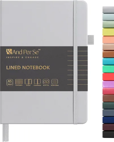 Miniatura 28 de &And Per Se - Cuaderno en blanco, 160 páginas, 5.7 x 8 pulgadas, cuaderno de rayas estrechas con papel grueso para escribir, cuaderno de tapa dura