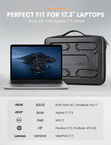 Miniatura 8 de DOMISO Funda para laptop de 13.3 pulgadas con asa, bolsa para computadora a prueba de golpes, funda protectora impermeable EVA para portátiles
