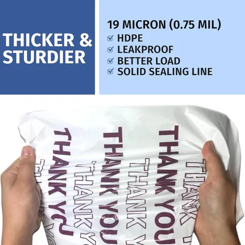 Miniatura 2 de Bolsas de transporte de camisetas de Bagtron con la frase "Thank You", bolsas de plástico desechables con asas para compras y restaurantes, 1/6