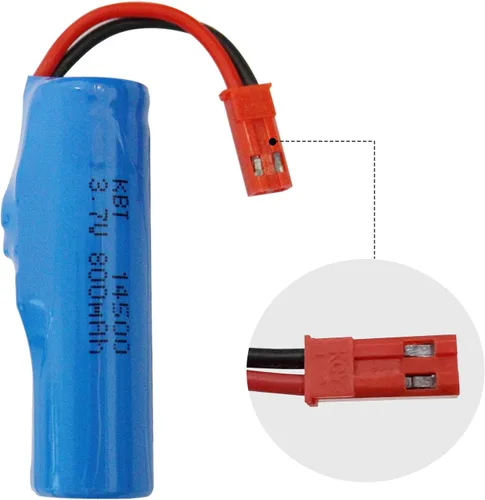 Miniatura 4 de KBT - Paquete de 2 baterías recargables de iones de litio de 3.7 V 800 mAh 10C de alto drenaje con conector JST de 2 pines y cable de carga USB