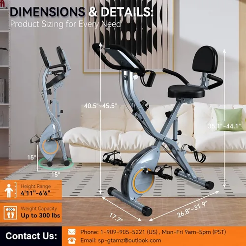 Miniatura 5 de USLIM Bicicleta de Ejercicio Plegable Bicicletas Estáticas para el Hogar, Bicicleta de Entrenamiento Interior 5 EN 1, Bicicleta de Ciclismo